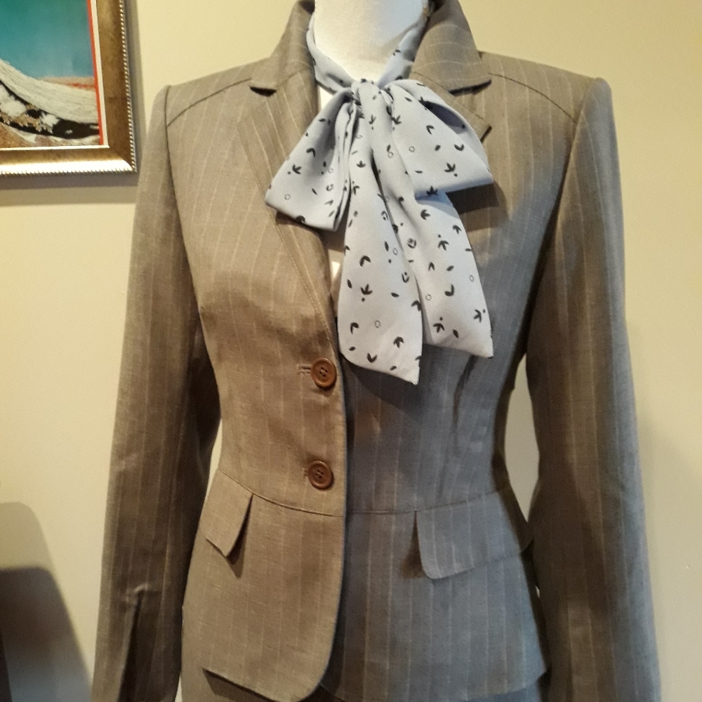 Like New Grey Pinstripe Pantsuit